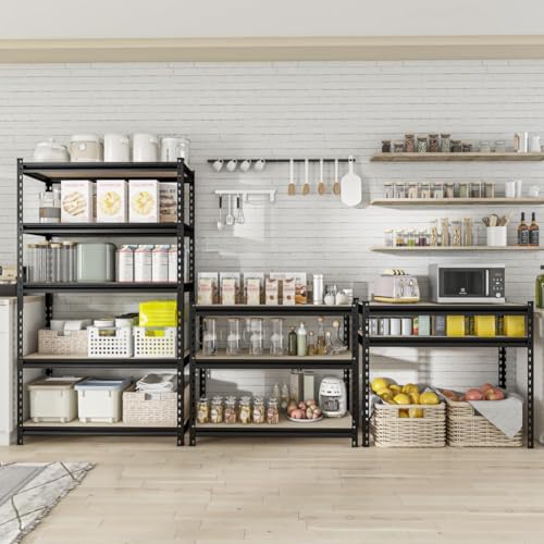 36.12"W: Father&I 5-Shelf-Storage-Rack Industrial Metal+Wood Garage/...