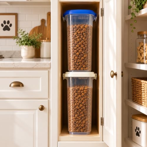 Airtight Dog Cat Pet Food Storage Container 10 Lbs, Slim Tall Dry Food Bin