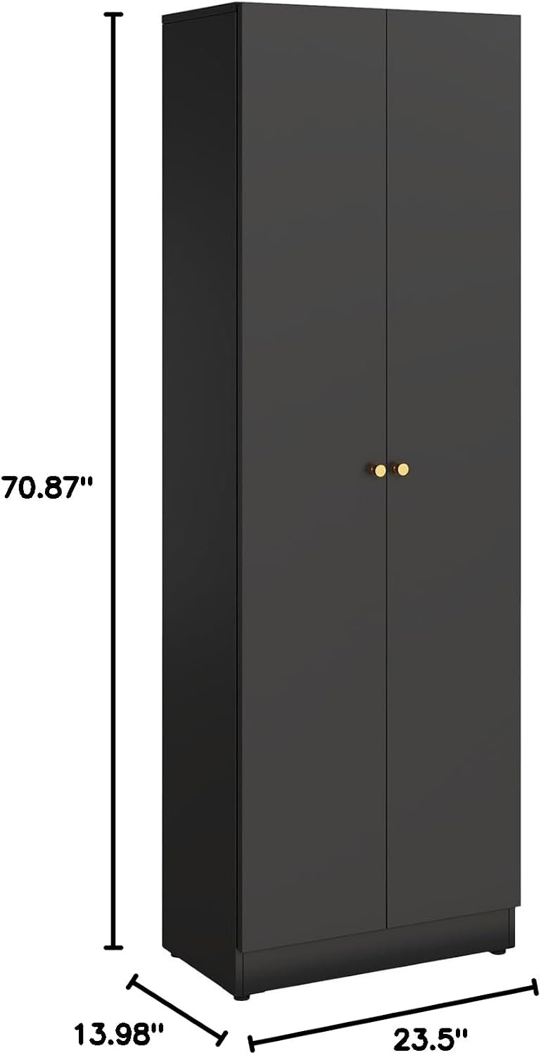 IRONMIX Metal Bookshelf with Doors, Tall Bookcase with Adjustable Shelves
