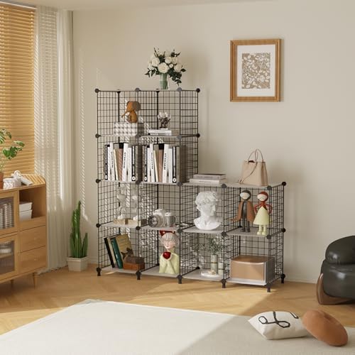 AWTATOS Wire 12 Cube Storage Organizer, Closet Storage Shelves Stackable