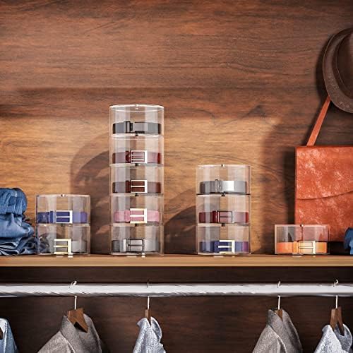 NIUBEE Belt Organizer for Closet, Acrylic Belt Storage Holder Box, 5 Layers