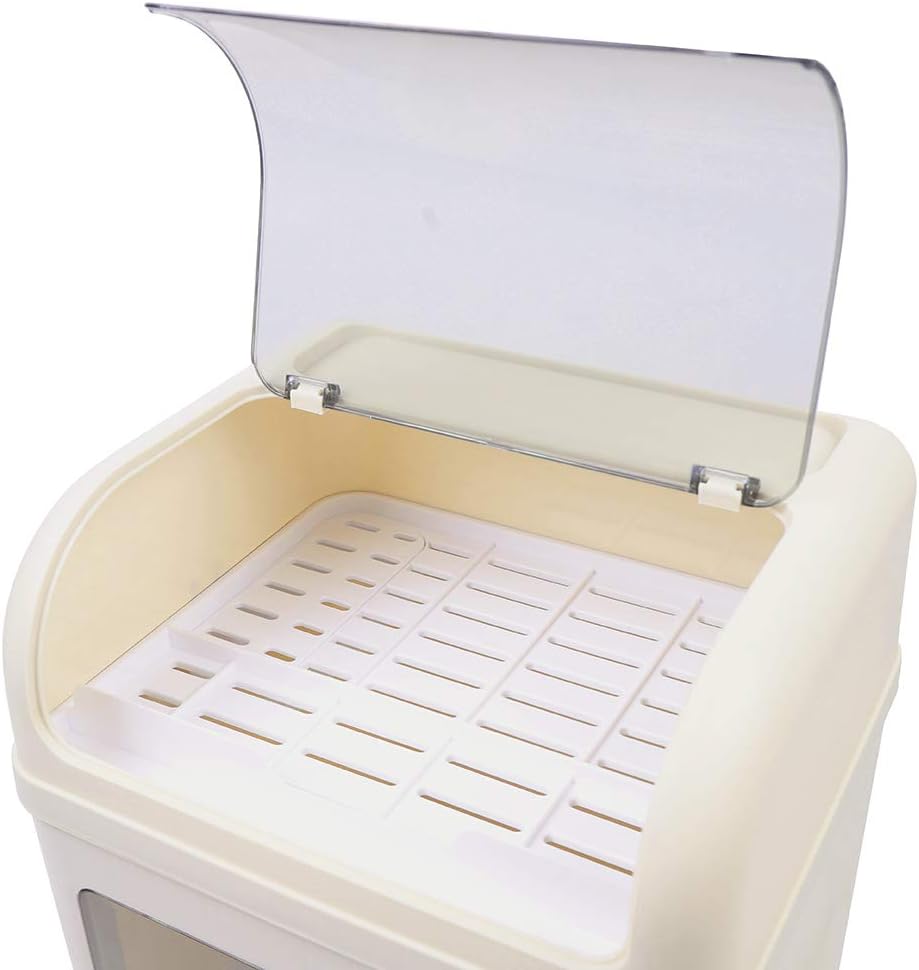 Dish Drying Rack and Drain Board with Lid Cover, Bottle Dryer Holder with Pot...