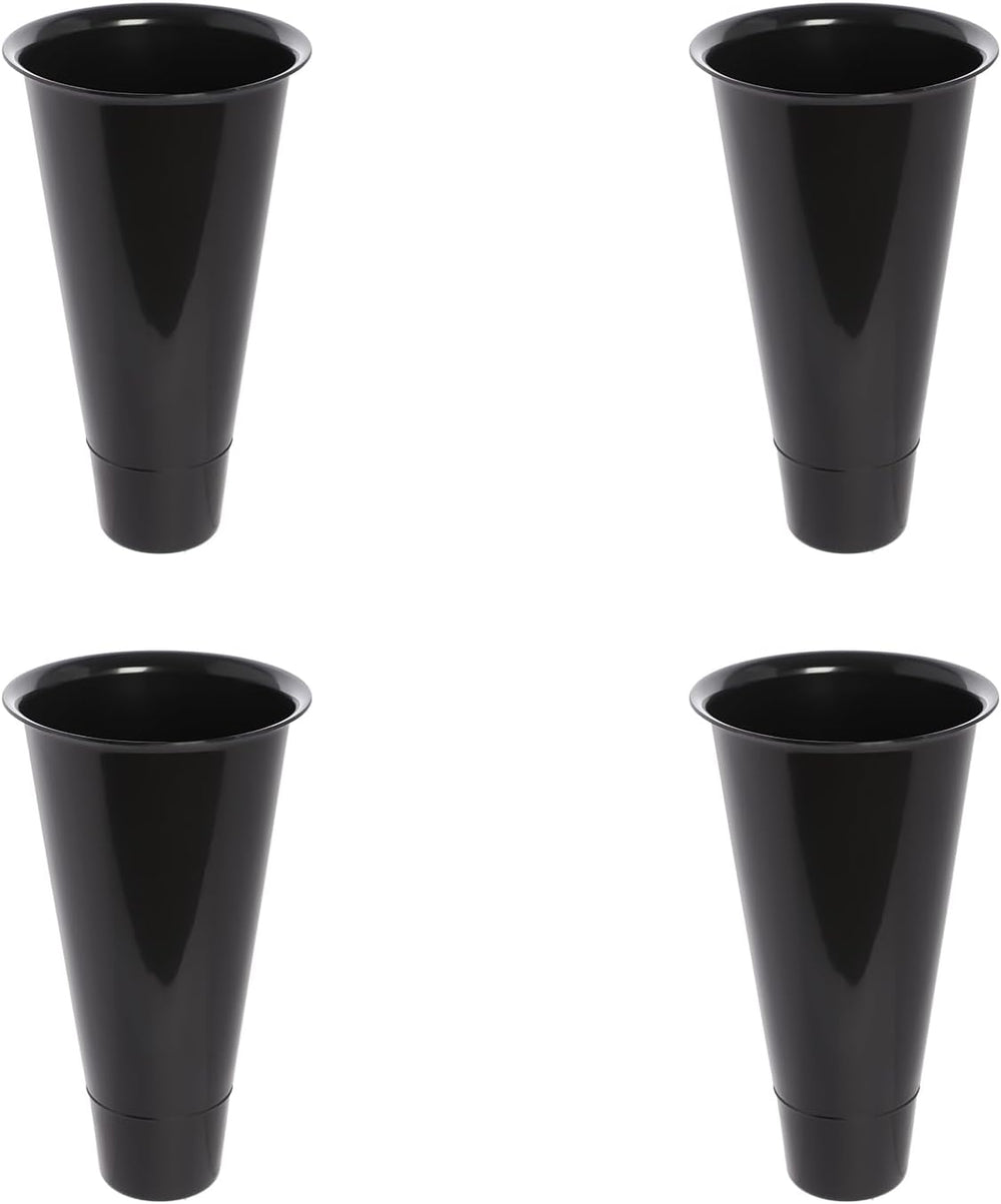 2-Tier Flower Display Stand with 4 Buckets & Wheels, Black Metal Rolling ...
