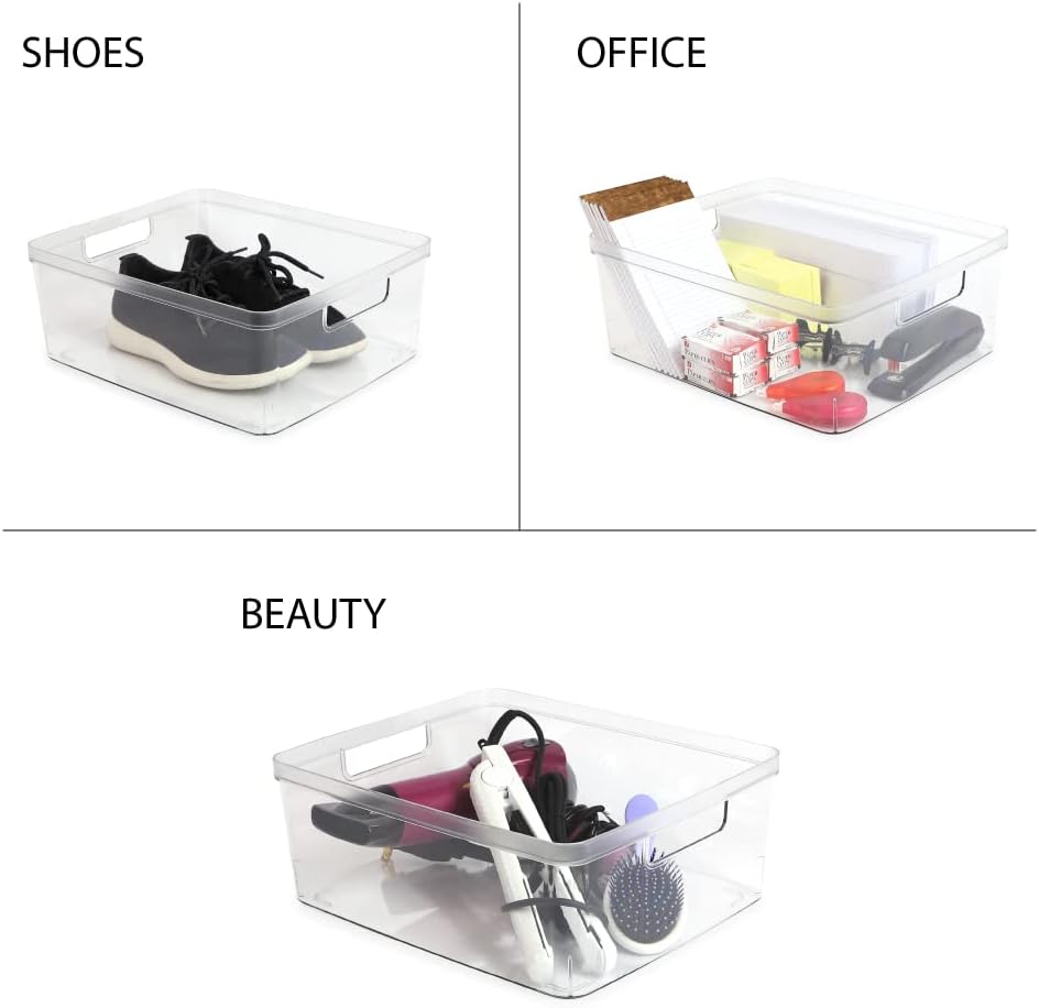 Isaac Jacobs 2-Pack Large Clear Storage Bins (11.5” L x 14” W x 5.5” H)