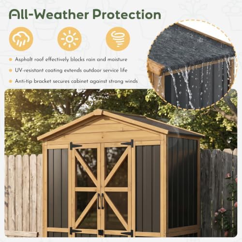Extra Large Outdoor Storage Cabinet Weatherproof, Garden Shed with Shelves