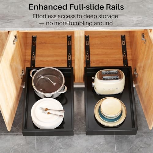 Kitstorack 2Pack Pull out Cabinet Organizer, 21" Deep, Heavy Duty Full-e...