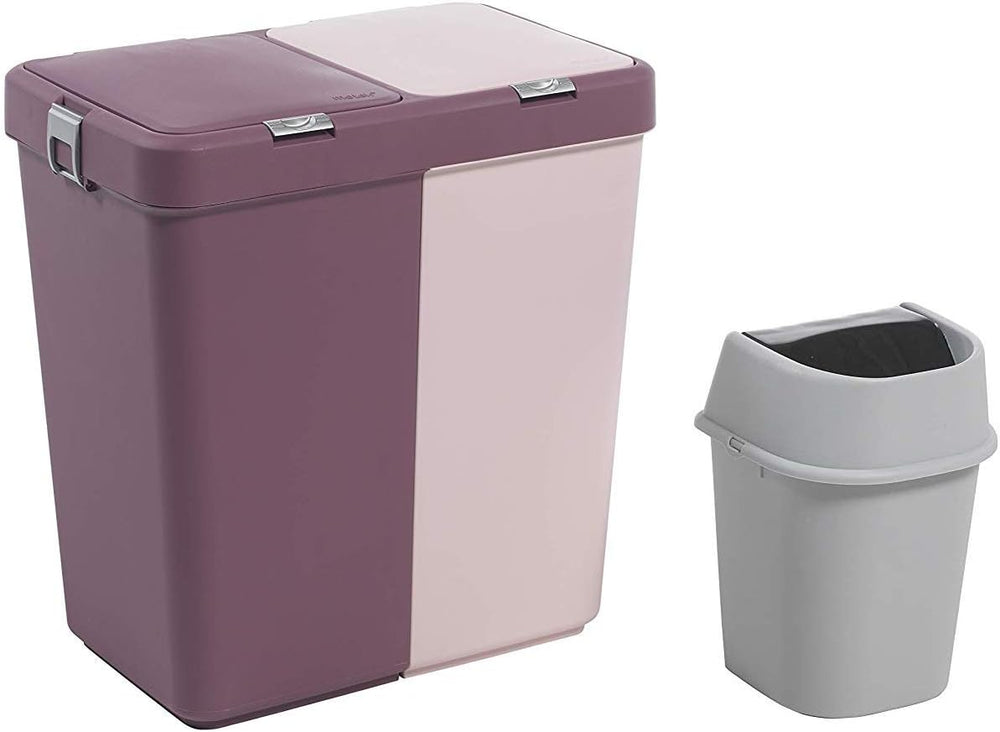 Mabel Home Plastic Laundry Hamper with Lid, 2 sections, Large Laundry Basket ...