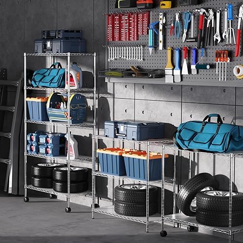 5 Tier NSF Wire Shelf Shelving Unit, 14 x 30 x 60 Inch 750lbs Capacity Adjust...