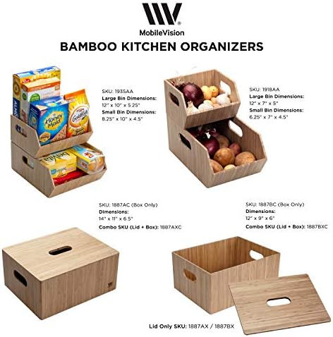 MobileVision Bamboo Storage Box Multi-Purpose Organizer for Kitchen Supplies ...