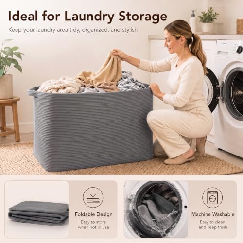 OIASKET 118L Extra Large Blanket Basket, 24.8" x 17.7" x 17.2"...