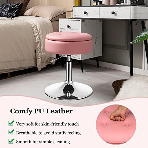 GIANTEX Adjustable Swivel Vanity Stool Set of 3, 360° Swivel 20"-26"...