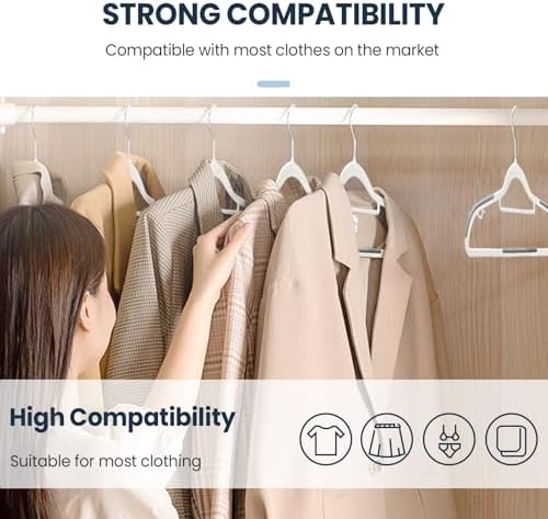 Jiang&Rong 60 Pack Plastic Clothes Hangers, Space-Saving, Non-Slip