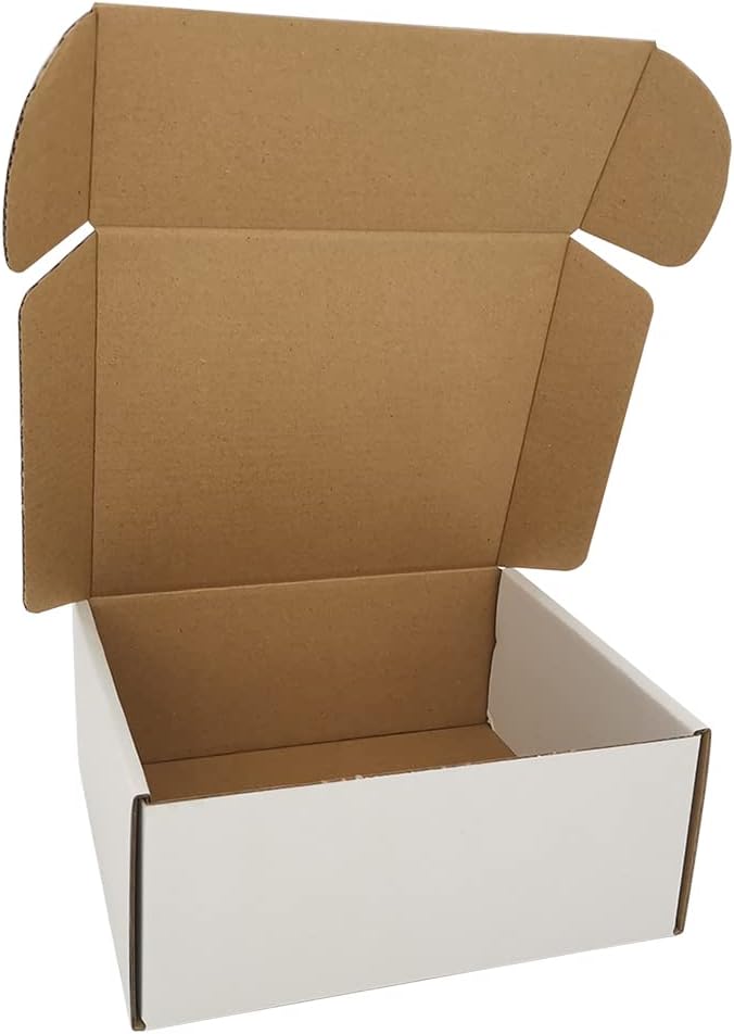 ROTCH 50 Pack 7x6x3'' Corrugated Mailers, White, Cardboard Boxes Perfect for Shipping (M763-E-W)