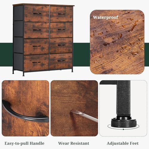8-Drawer Dresser for Bedroom, Anti-Tip Tall Storage Organizer