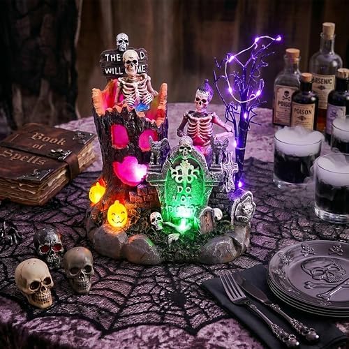 Valery Madelyn Halloween Decorations, Lighted Halloween Village with Music an...