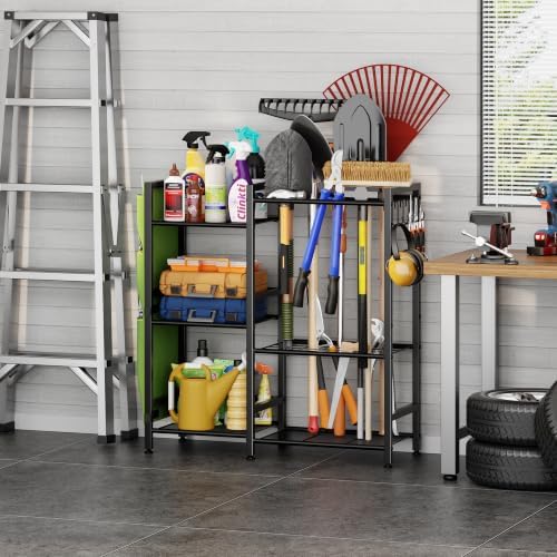 keomaisyto Garden Tool Organizer with Side Tool Pouch, Yard Tool Organizer