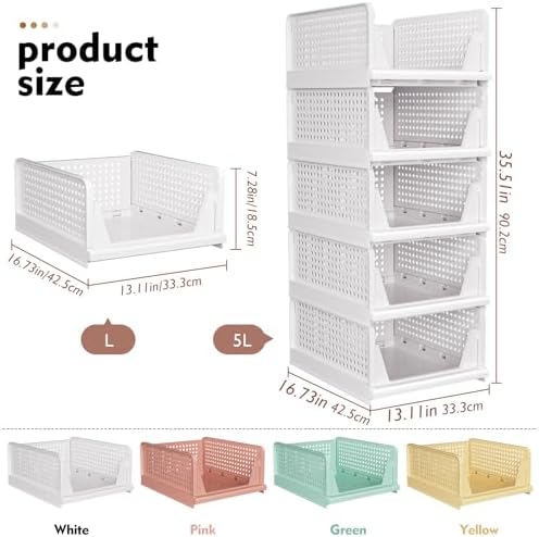 5 Pack Closet Organizer Basket, Closet Organizers and Storage, Yellow