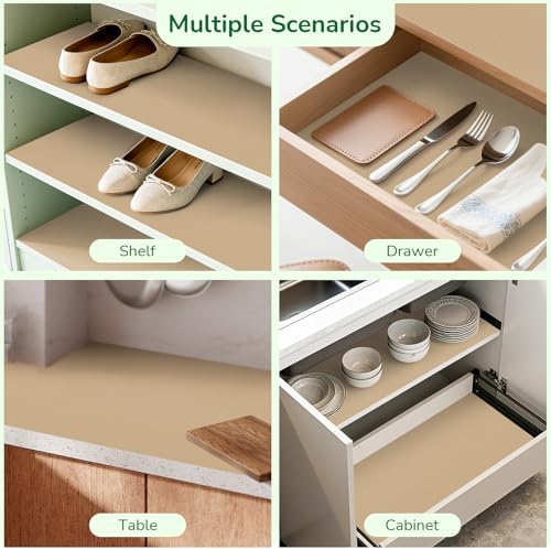 Strong Grip Drawer and Shelf Liner for Kitchen 23.6In x 20FT Beige