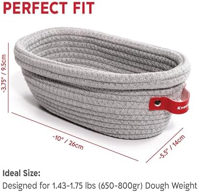 KneadAce Cotton Rope Banneton Bread Proofing Basket Set, 2 x Oval Bread Baske...