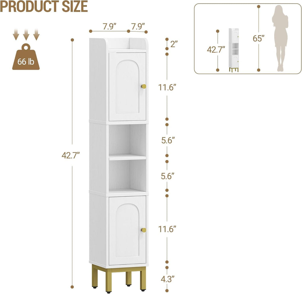 Hzuaneri Slim Bathroom Storage Cabinet, Narrow Bathroom Organizers,2 Doors