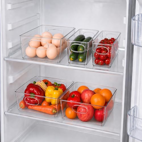 UFORU 10 Pack Clear Plastic Pantry Organizers and Storage with Handles