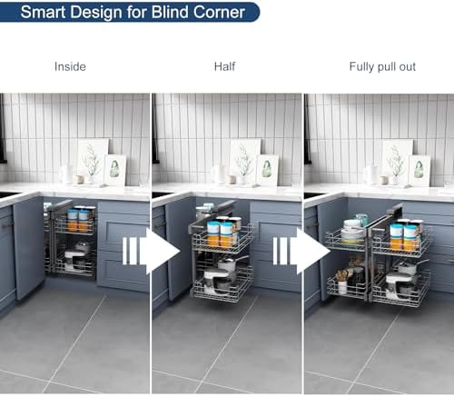 VADANIA Blind Corner Pull Out Organizer for 36" Cabinet, Soft Close