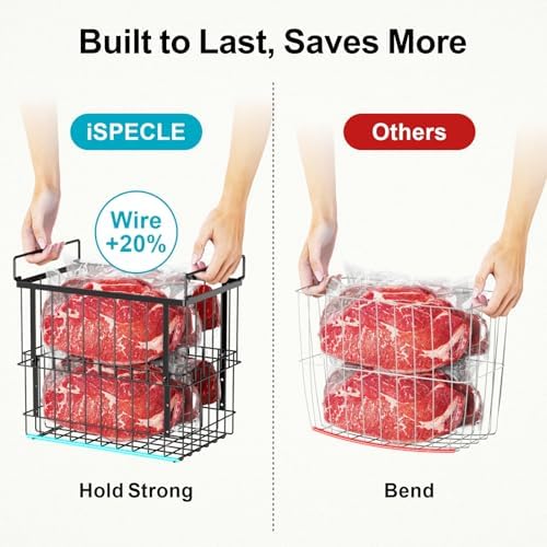 iSPECLE Freezer Organizer Bins - Height-Adjustable Holds 12" Pizza, 4 Pack