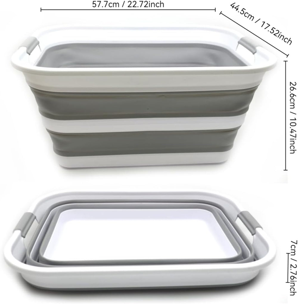 SAMMART 42L Set of 2 Collapsible Plastic Laundry Basket - Foldable Pop Up Sto...