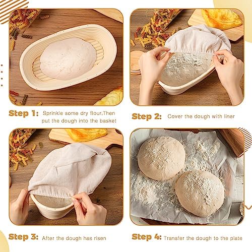 Gejoy 40 Sets Bread Proofing Baskets Bulk 10 Inch Banneton Dough Proofing Bow...
