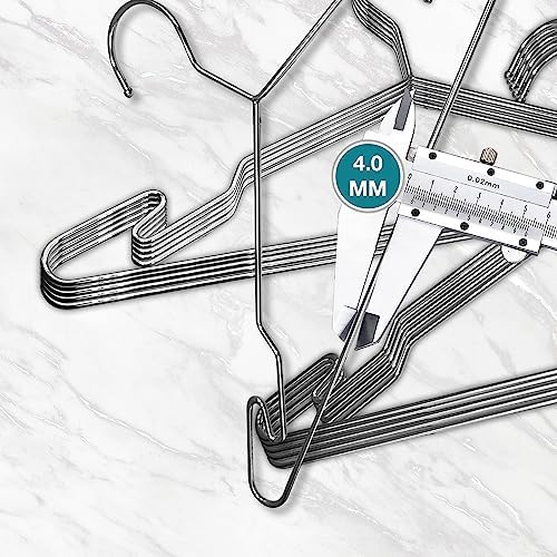 Chrome Metal Hangers, Heavy Duty Clothes Hangers with Non-Slip Grooves, Slim ...