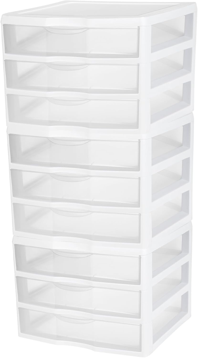Sterilite Wide 3-Drawer Storage Unit for Bedroom and Dresser, 3-Pack