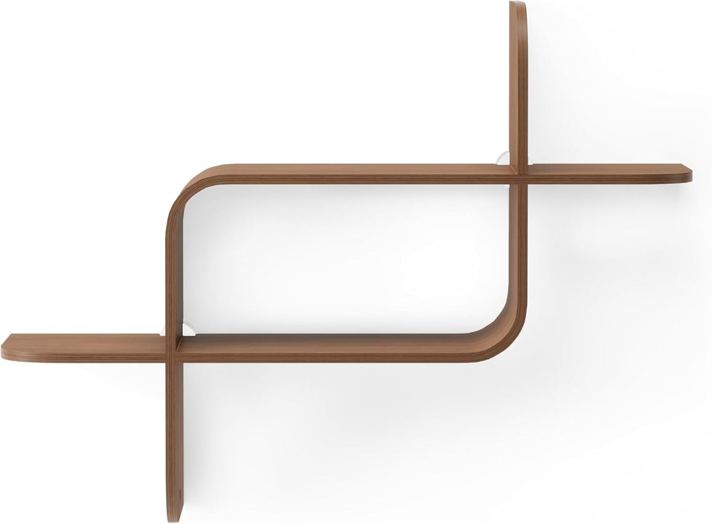 Umbra Montage Floating Wall Shelf, Wood Wall Mount Display Case, Walnut