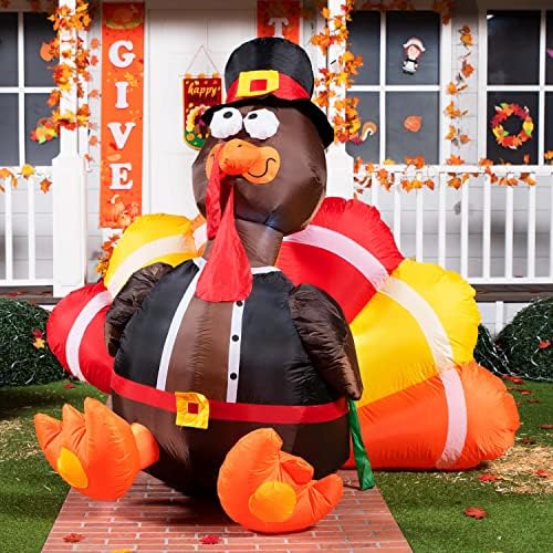 Joiedomi 6 FT Thanksgiving Inflatable Turkey Decorations, LED Light Up Turkey...