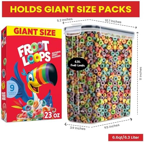 DWËLLZA KITCHEN EXTRA LARGE Cereal Containers Storage (6.3L / 213OZ) Set of 2...