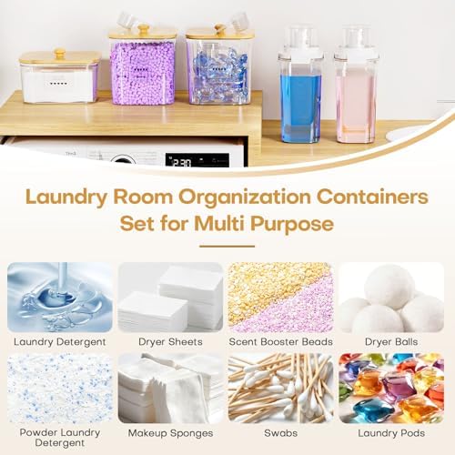 Homde Clear Laundry Detergent Dispenser: Reusable 3+2 Pack with Lids