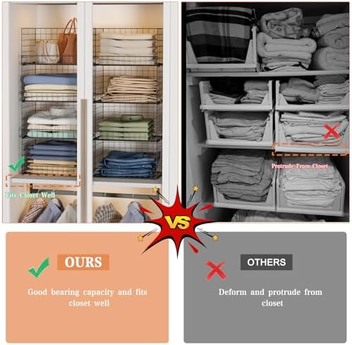 Yociyoga 4-Tier Stackable Closet Organizers and Storage Shelves, Foldable Clo...