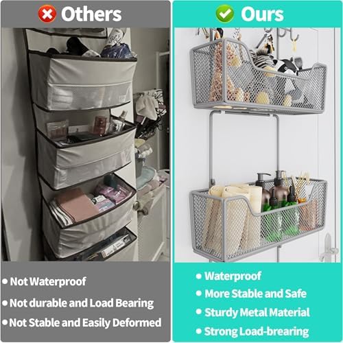HapiRm Over The Door Organizer - Hanging Door Organizer with 4 Metal Large Ca...