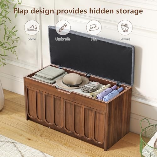 ORRD Shoe Storage Bench with Cushion, Entryway Shoe Cabinet Bench with 2 Scal...