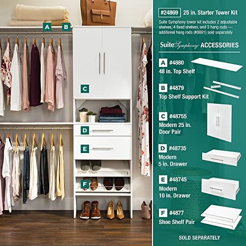 ClosetMaid SuiteSymphony Wood Closet Organizer System, 25-Inch Starter Kit wi...