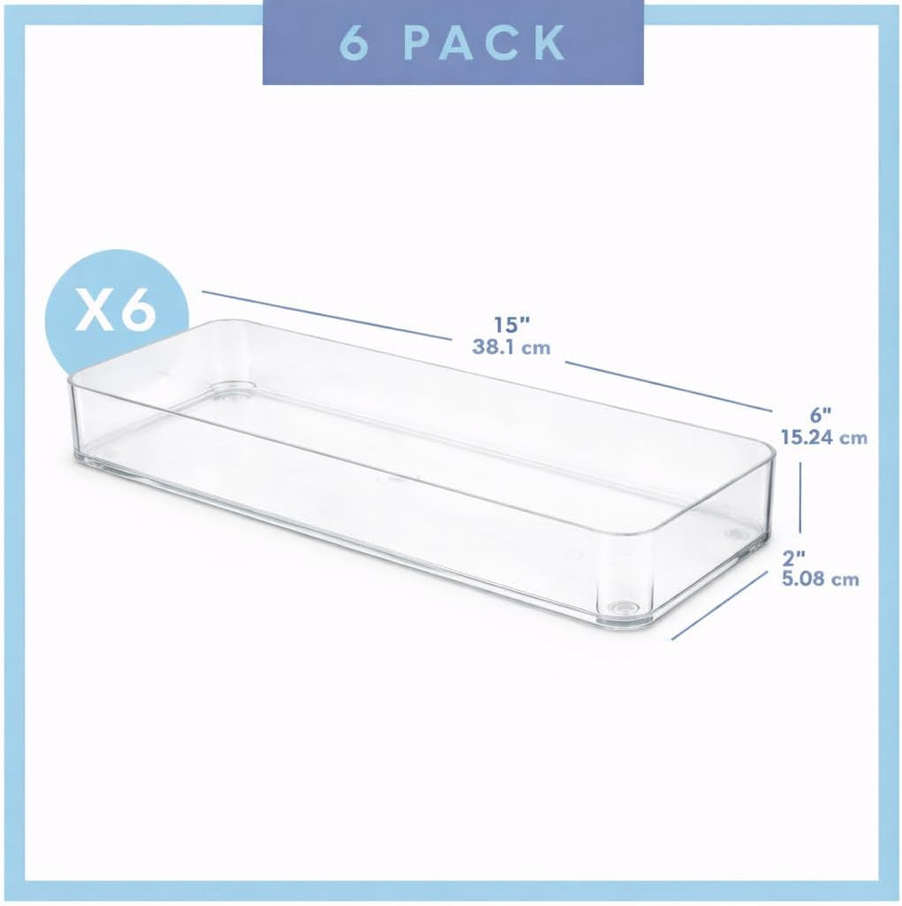 primebox Plastic Clear Acrylic Drawer Organizers. Bathroom, Kitchen, Bedroom,...
