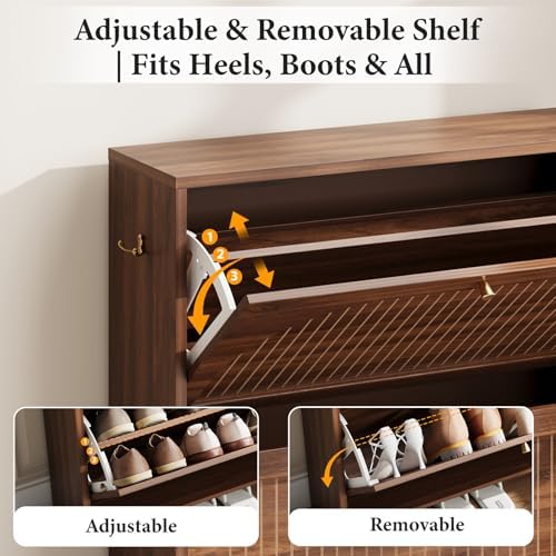 Nicetree Arch-Chic Shoe Cabinet for Entryway, Modern Mid-Century Shoe Storage...