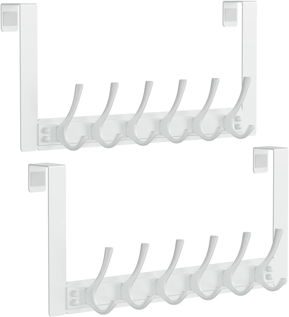 BAKON 2 Packs Over The Door Hooks with 6 Hook, Heavy Duty Over Door Hanger fo...
