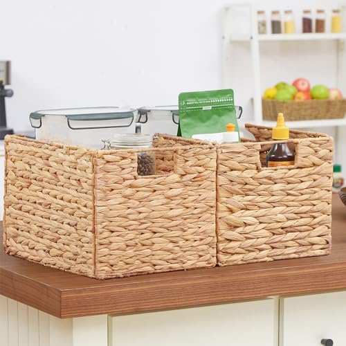 Vagusicc Wicker Storage Basket, Set of 2 Hand-Woven Storage Baskets for Organ...
