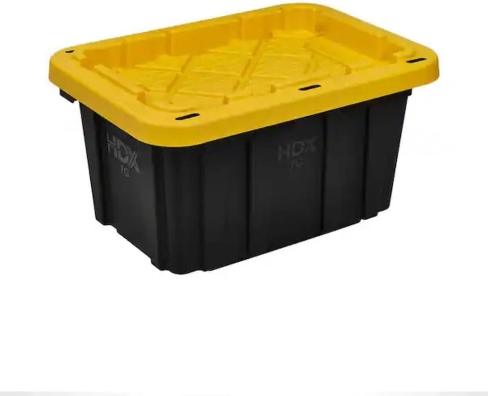 HDX Tough Polypropylene Plastic 27 Gal. Storage Tote in Black by HDX (4 pack)