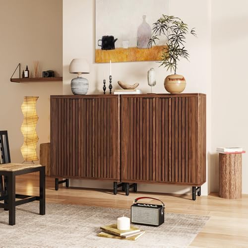Tribesigns 6-Tier Bathroom Floor Cabinet with 2 Shutter Doors, Wooden Bathroo...