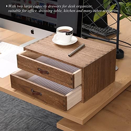 DDYURI Wood 2 Drawer Desktop Organizer Cabinet - Desk Storage Box for Kitchen...
