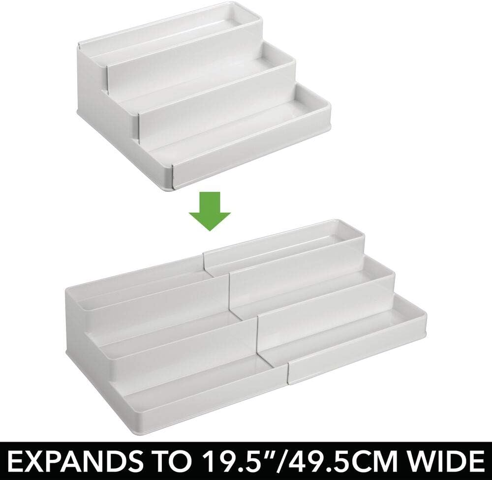 mDesign Plastic Expandable 3-Tier Shelf Rack Organizer - Storage for Bathroom...