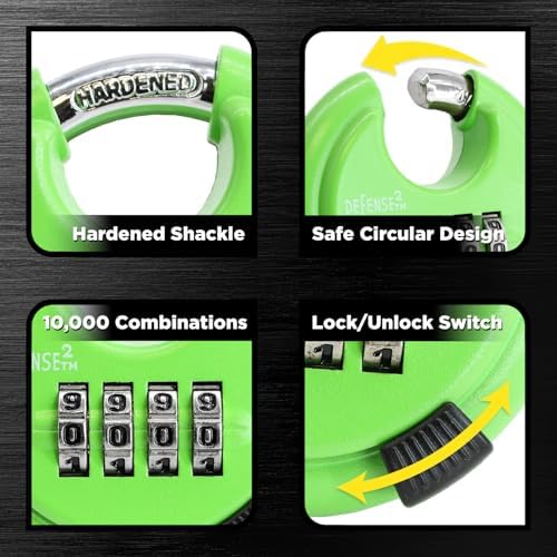 Heavy Duty Green Combination Disc Lock, 6 Pack, Self Storage, Outdoor, Keyles...