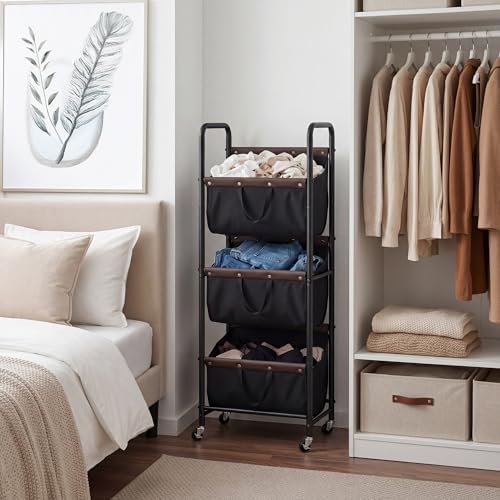 GRANNY SAYS 3 Tiered Laundry Sorter, Narrow Hamper Cart with Wheels