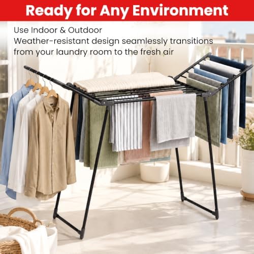Foldable Clothes Drying Rack | Heavy Duty | 66 lb Capacity | Space Saving